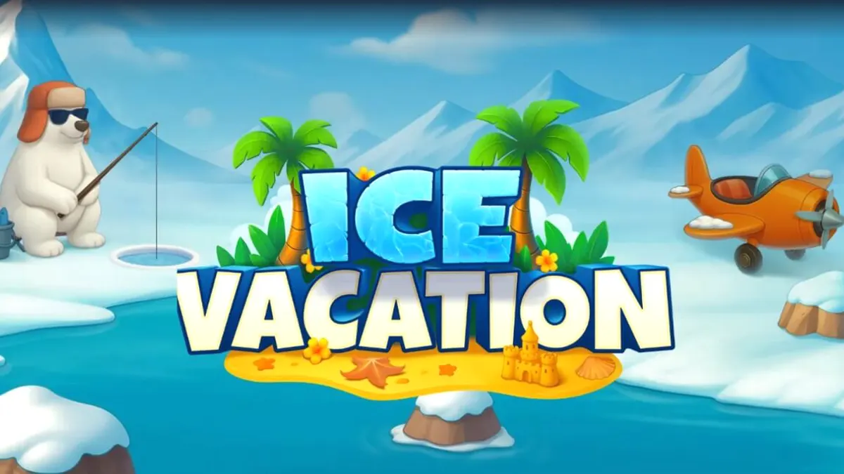 Tampilan visual slot Ice Vacation dengan karakter beruang kutub dan penguin